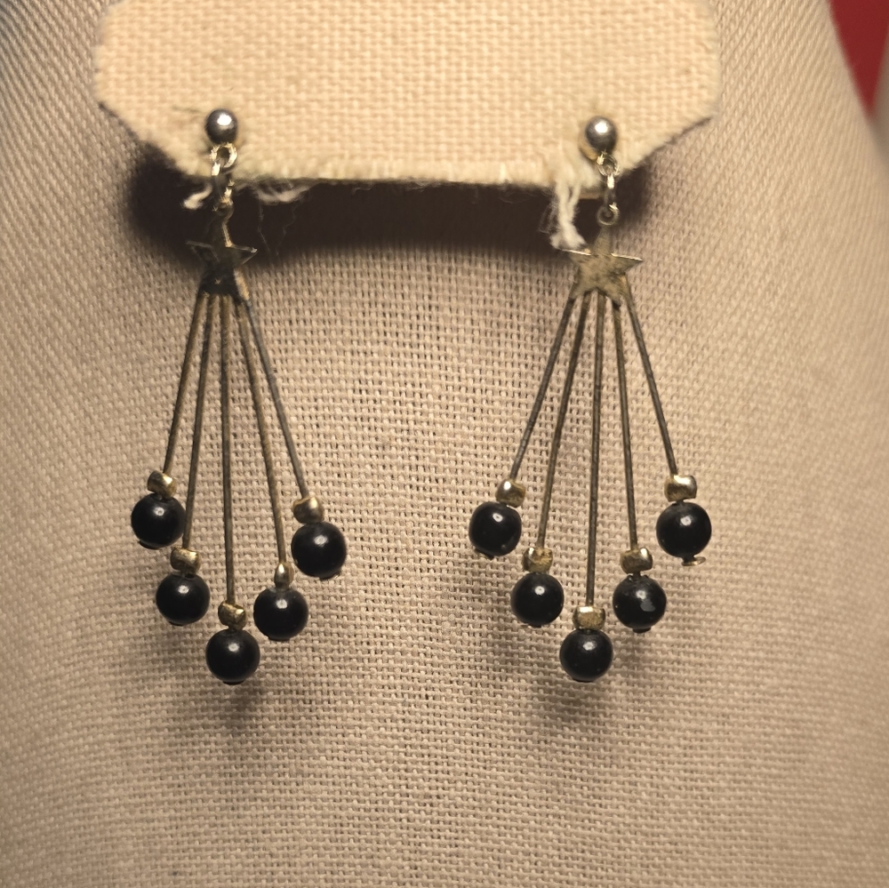 Chic Black and Silver Starburst Earrings